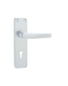 Frelan Contract Door Handle on Lockplate Satin Anodised Aluminium 154mm J5601