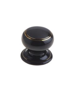 Frelan Porcelain Mortice Door Knob Black & Goldline 60mm JC70