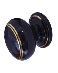 Frelan 32mm Black lined cupboard knob 33mm JC75 Porcelain