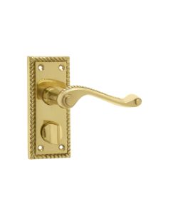 Frelan Georgian Suite Door Handle on Privacy Plate Polished Brass 114mm JG2PRPB