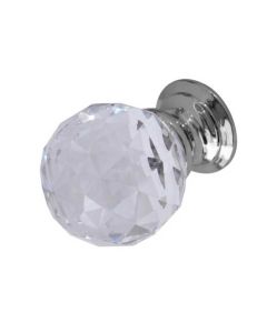 Frelan JH1155 25mm Faceted glass cupbaord knob 25mm JH1155-25PC Polished Chrome
