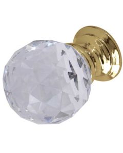Frelan JH1155 40mm Faceted glass cupboard knob 40mm JH1155-40PB Polished Brass