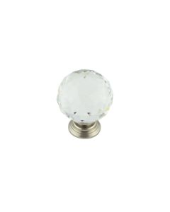 Jedo Faceted Glass Cabinet Knob 40mm Satin Nickel JH4155-40SN