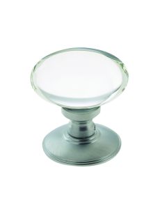 Frelan Oval Glass Mortice Door Knob Satin Chrome 71mm JH6000SC
