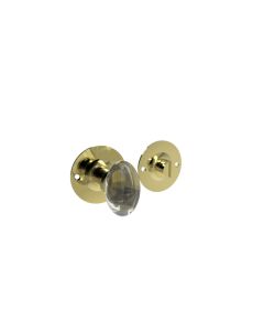 Frelan JH6001 Oval glass knob turn & release 5mm spindle JH6001PB Polished Brass