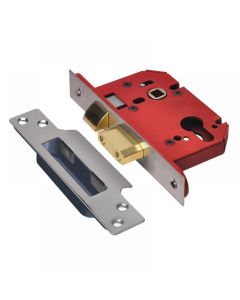 Union Jl22Eus Stong Bolt Euro Profile Cylinder Mortice Sash Lock Satin Stainless 76mm