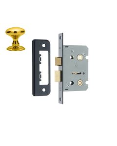 Frelan Bathroom lock square forend & radiused strike plate 65mm JL450EB Electro Brass