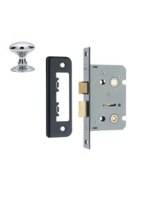 Frelan Bathroom lock square forend & radiused strike plate 65mm JL450SN Satin Nickel