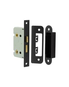 Frelan Bathroom lock square forend & radiused strike plate 65mm JL450BL Matt Black