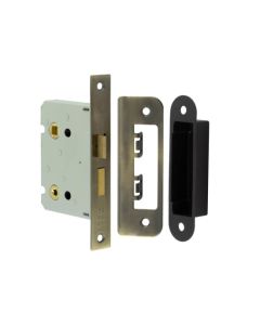 Frelan 76mm AB Bathroom lock square forend & radiused strike plate JL460AB Antique Brass