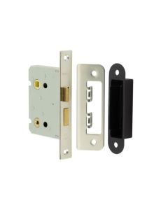 Frelan Bathroom lock square forend & radiused strike plate 76mm JL460NP Nickel Plated