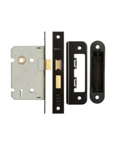 Frelan 2/L Sashlock square forend & radiused strike 65mm JL470BL Black