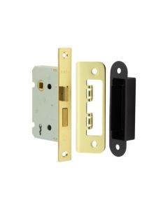 Frelan 2/L Sashlock square forend & radiused strike 65mm JL470EB Electro Brass