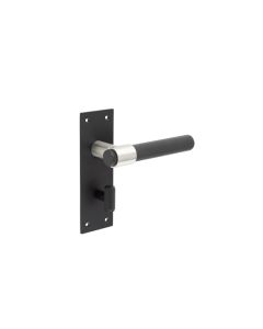 Frelan Nero T-Bar Door Handles on Bathroom Plate 148mm JMB102 Matt Black