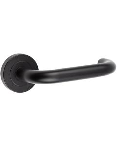 Frelan Nero Orbit Door Handle on Rose JMB13 Matt Black