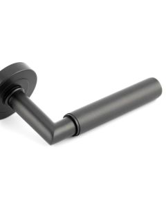 Frelan Nero Mitred Knurled Door Handle on Rose JMB400 Matt Black