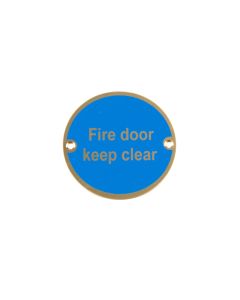 Frelan JS108 Fire door keep clear sign 75mm JS108PB Polished Brass