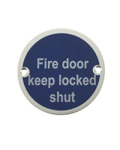 Frelan JS109 Fire door keep locked shut sign 75mm JS109SAA