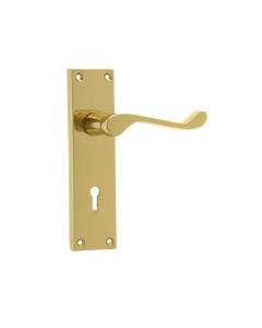 Frelan Victorian Scroll Door Handle on Lockplate Polished Brass 150mm JV10PB
