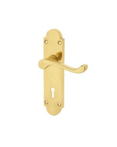 Frelan Epsom Suite Door Handle on Lockplate Polished Brass 169mm JV250PB