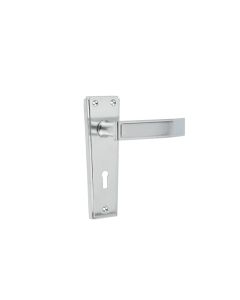 Frelan Deco Door Handle on Lockplate Satin Chrome 153mm JV253SC