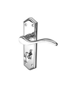 Frelan Paris Suite Door Handles on Bathroom Plate Polished Chrome 168mm JV283PC