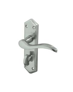 Frelan Paris Suite Door Handles on Bathroom Plate Satin Chrome 168mm JV283SC
