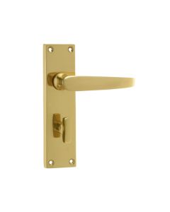 Frelan Victorian Straight Door Handle on Bathroom Plate Polished Brass 150mm JV30BPB