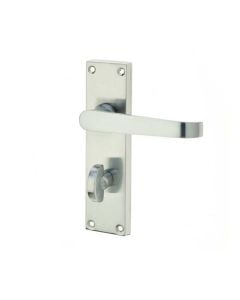 Frelan Victorian Straight Door Handle on Bathroom Plate Satin Chrome 150mm JV30BSC