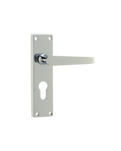 Frelan Victorian Straight Door Handles on Euro Profile Lockplate Polished Chrome 150mm JV30EPC