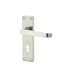 Frelan Victorian Straight Door Handle on Lockplate Satin Chrome 150mm JV30SC