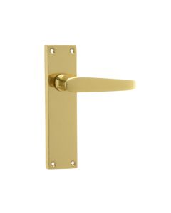 Frelan Victorian Straight Door Handles on Long Latchset Plate Polished Brass 150mm JV31LPB