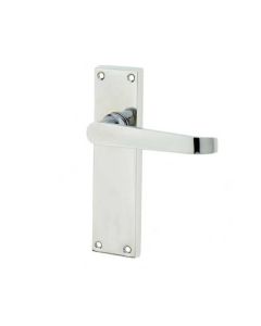Frelan Victorian Straight Door Handles on Long Latchset Plate Polished Chrome 150mm JV31LPC