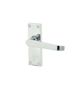 Frelan Victorian Straight Door Handle on Short Latchset Plate Polished Chrome 118mm JV31PC