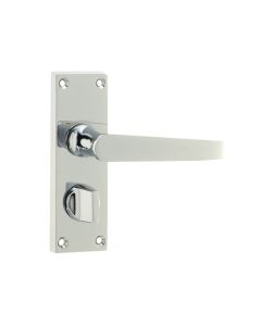 Frelan Victorian Straight Door Handle on Privacy Plate Polished Chrome 118mm JV31PRPC
