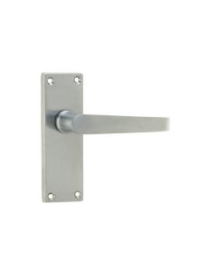Frelan Victorian Straight Door Handle on Short Latchset Plate Satin Chrome 118mm JV31SC