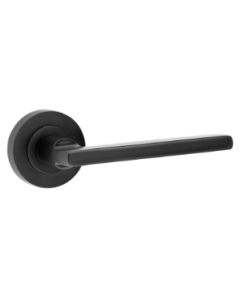 Frelan Nero Jet Black Door Handle On Round Rose Black