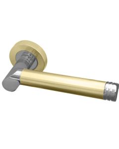 Frelan Octavia Door Handle on Rose Polished Brass/Satin Chrome 50mm JV765PBSC