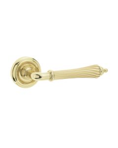 Frelan Giselle Door Handle on Rose Polished Brass 53mm JV652PB