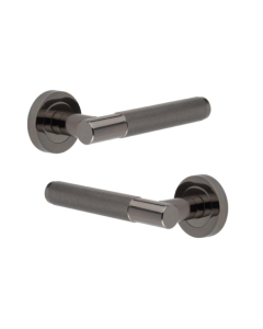 Frelan Bari T Bar Knurled Lever on Rose Black Nickel