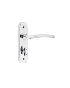 Frelan Lorenzo Kontrax Suite Door Handle on Bathroom Plate Polished Chrome/Satin Chrome  JV864PCSC