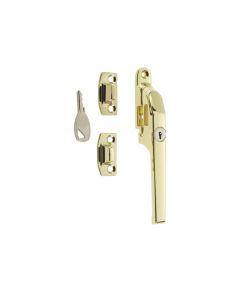 Frelan Modern Lockable Casement Fastener Polished Brass 124mm JW78LPB