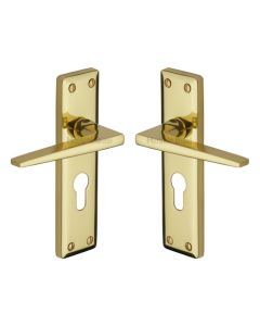 Heritage Brass KEN6848-PB Door Handle for Euro Profile Plate Kendal Design Polished Brass finish