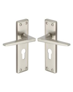 Heritage Brass KEN6848-SN Door Handle for Euro Profile Plate Kendal Design Satin Nickel finish