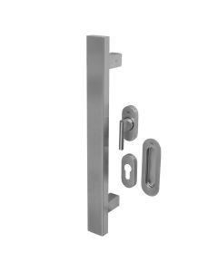 BLU, Inline Rectangular T-Bar Pull Handle for Straight Slide Doors, Secret Fix & Flush Pull, 316 Satin Stainless Steel KM853-SING-SSS