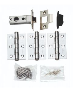 Carlisle Brass LPG725CP Latch Pack - Pair And Half Hinges & 2.5 Inch Bolt Through Latch Polished Chrome