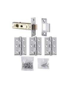 Carlisle Brass LPG730CP Latch Pack - Pair And Half Hinges & 3 Inch Bolt Through Latch Polished Chrome
