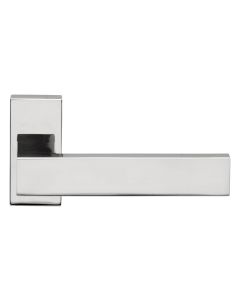 FORMANI SQUARE LSQ4/Q32G solid double sprung door handle on rose polished stainless steel