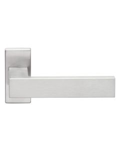 FORMANI SQUARE LSQ4/Q32G solid double sprung door handle on rose satin stainless steel
