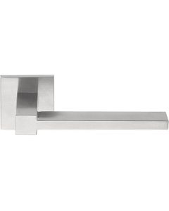 FORMANI SQUARE LSQ5 solid unsprung door handle on rose satin stainless steel